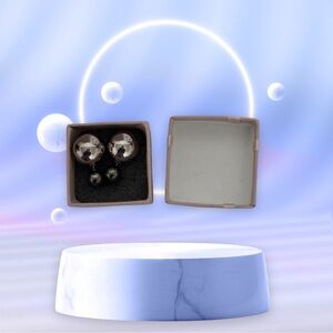 Women's Silver-Tone Formal Set Ball Cufflinks  with Jewelry Presentation Box